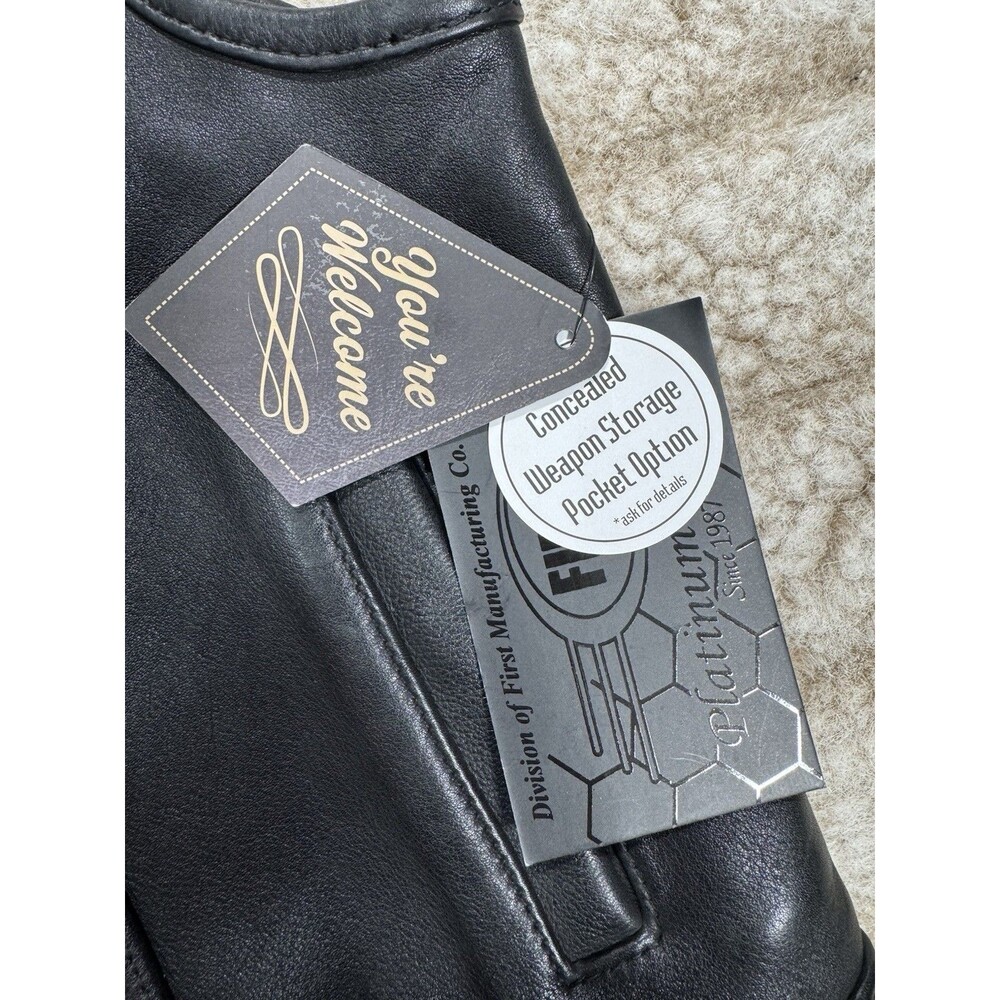 First Mfg Co Sharp Shooter Men's Motorcycle Leather Vest - Classic Black XL - Picture 16 of 16